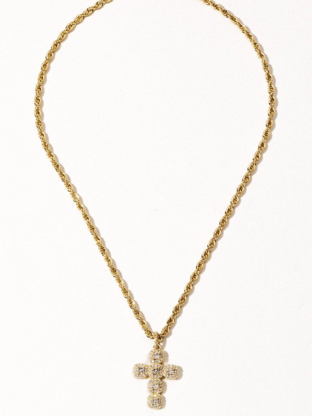Child of Wild Nelli Cross Necklace in 18k Gold rope chain diamond 16 inches